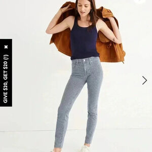 Madewell 9" Mid-Rise Skinny Jeans in Piper Stripe (Size 28